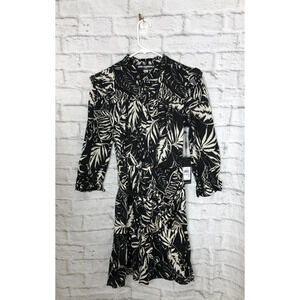 Karl Lagerfeld Leaf Print, Knee Length A-Line Ruffle Dress, Sz 6 (MSRP $148) NWT